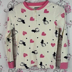 Joe boxer shirt long sleeve moose 🫎 cottage Pink and Black Heart Print Shirt